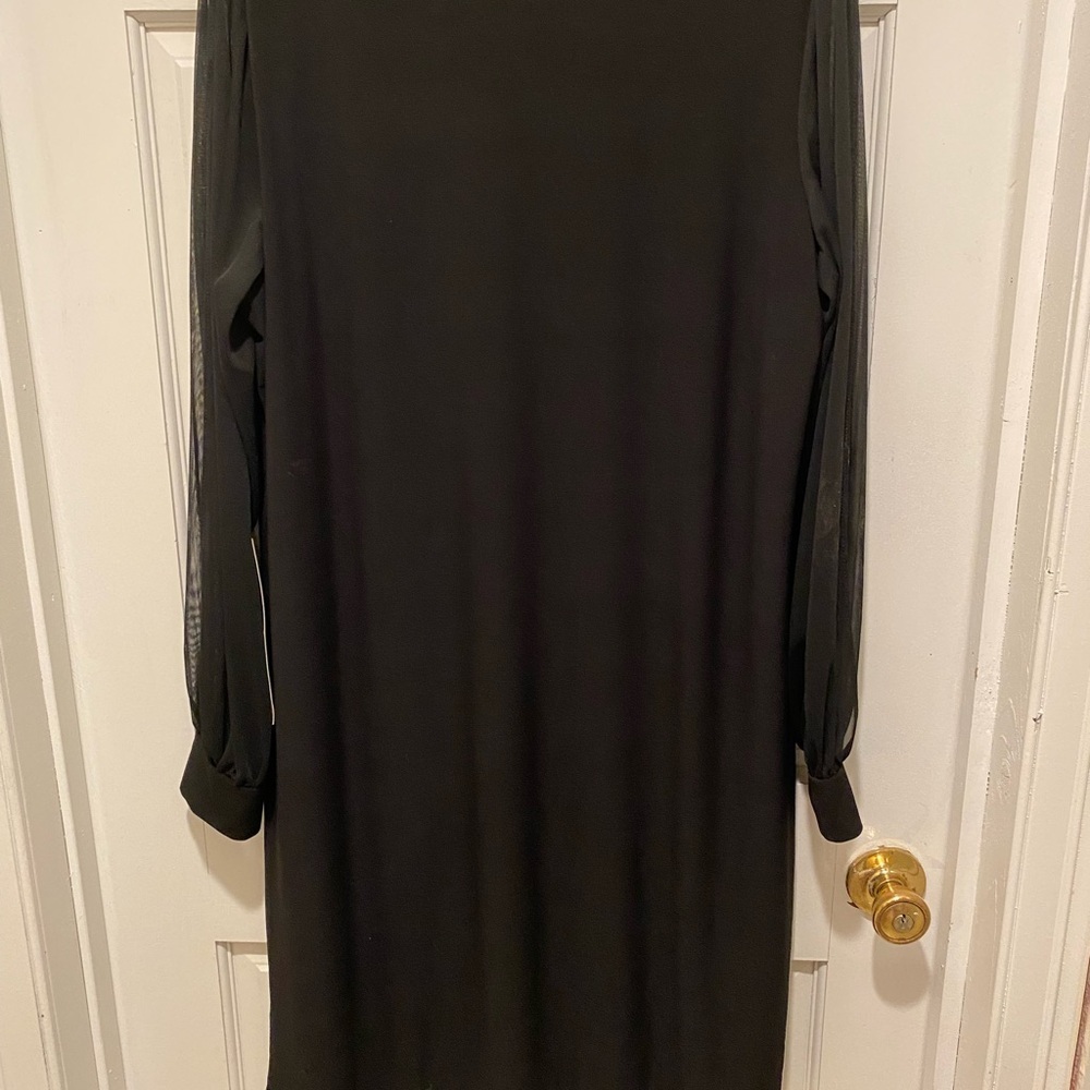 Blu Sage Black and Silver Embellished Gown with Bishop Sleeves - Picture 4 of 8